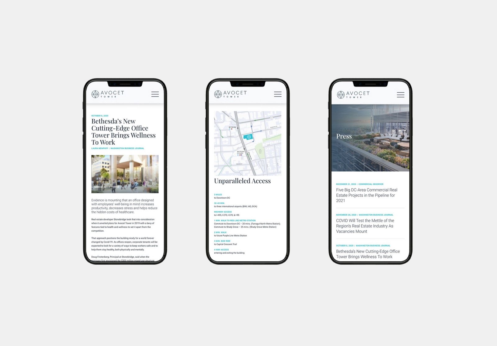 Avocet Tower responsive mobile screens