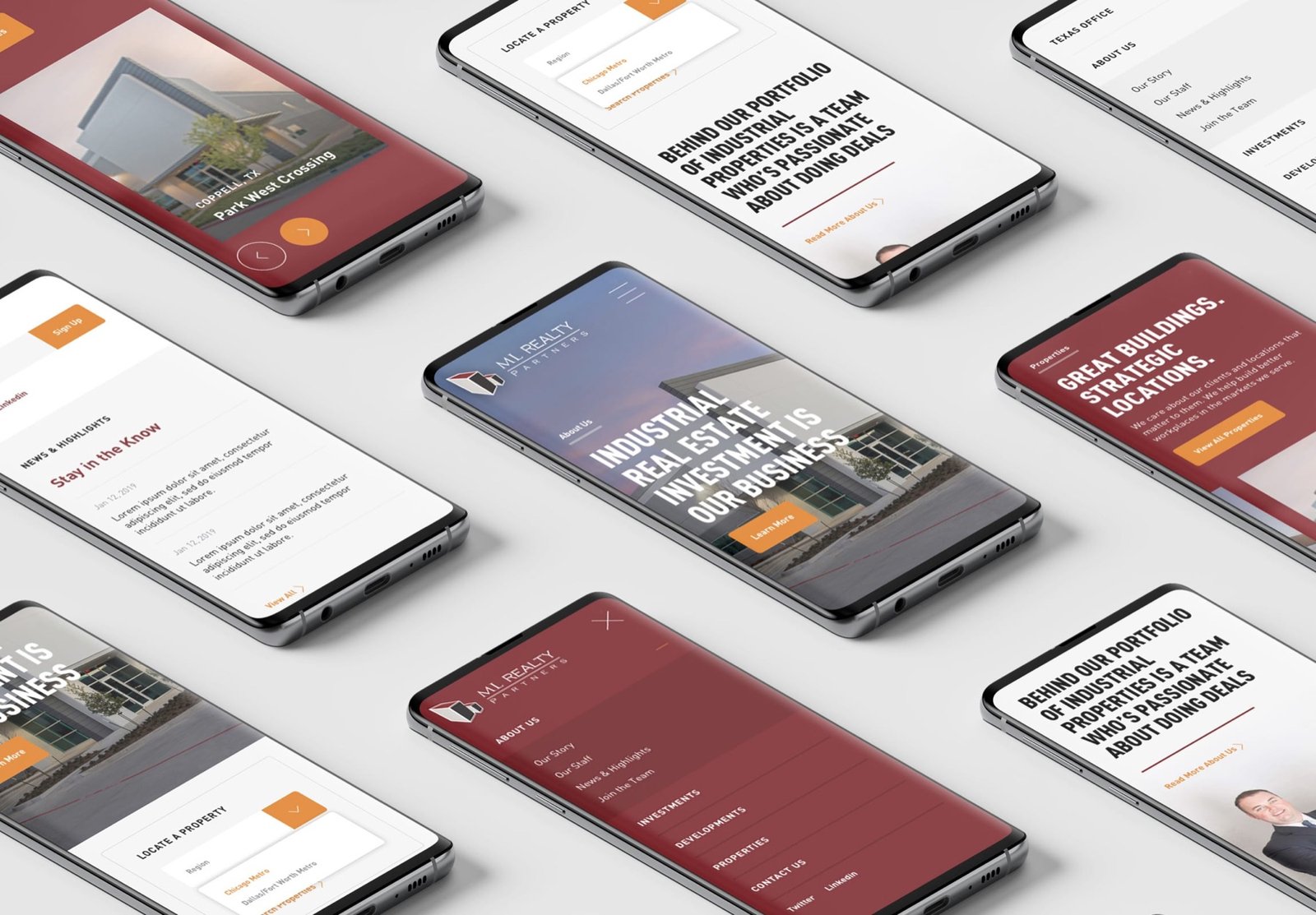 ML Realty Partners responsive mobile screens