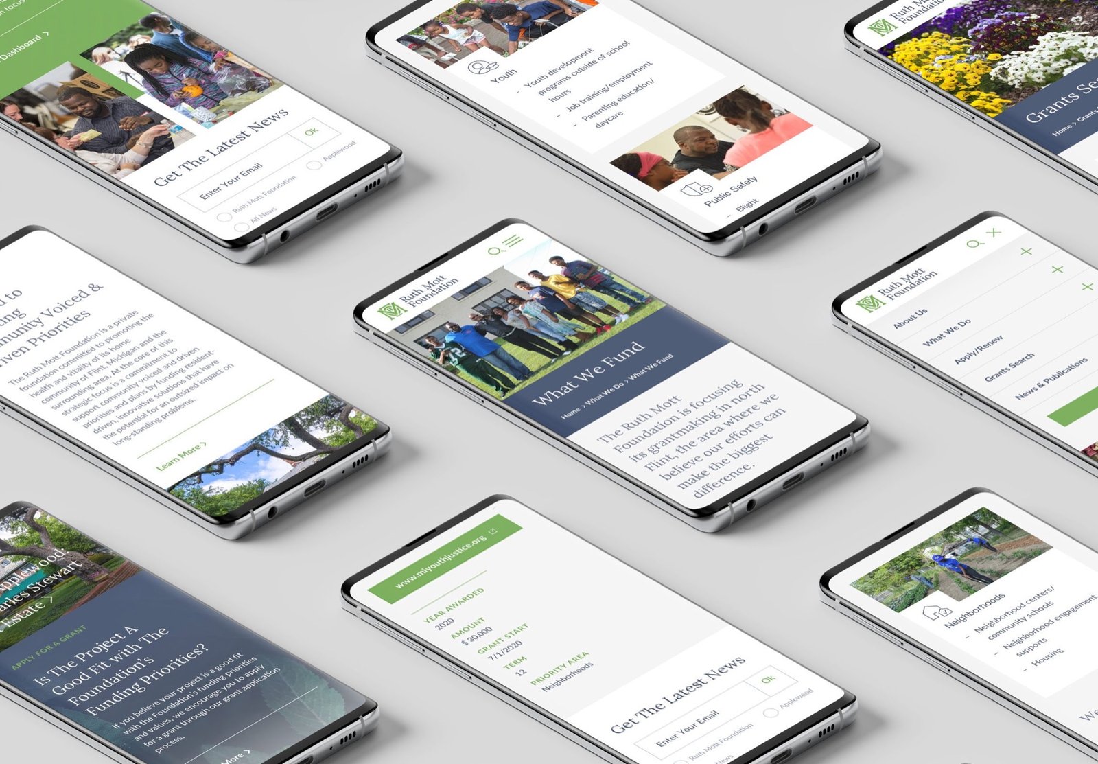 Ruth Mott Foundation responsive mobile screens