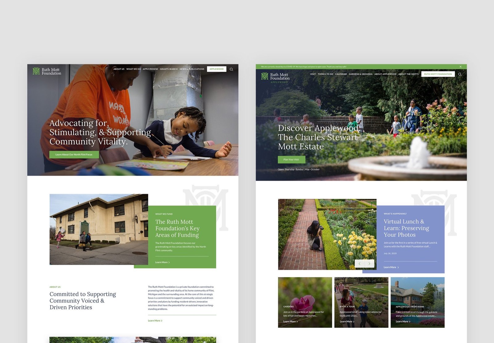 Ruth Mott Foundation interior page design