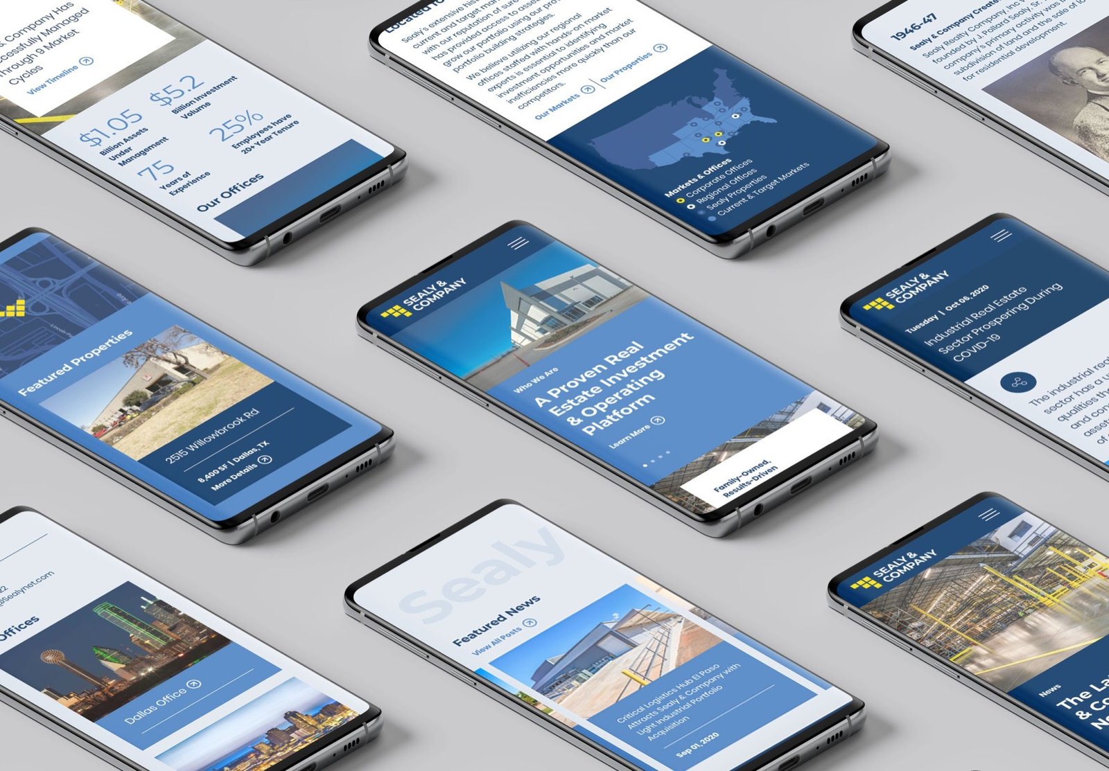 Sealy and Company responsive mobile screens